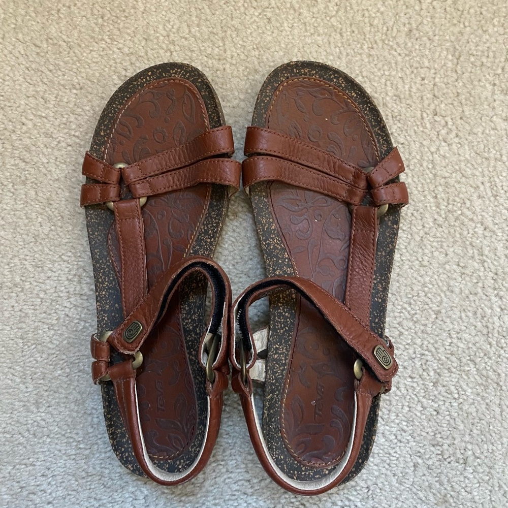Brown Teva Velcro Strap Sandals size Women’s 10
